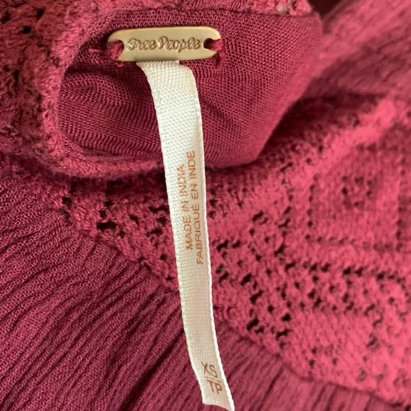 Free People Mohave Embroidered Mini Dress Maroon Sz XS - Picture 6 of 7